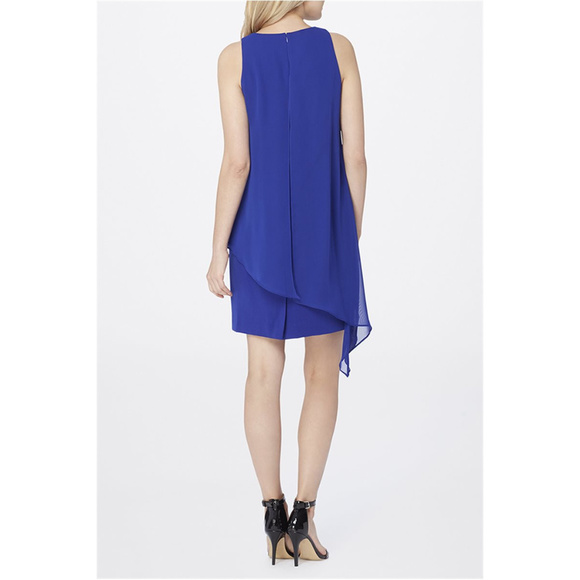 Tahari - Chiffon Overlay Crepe Dress - Cobalt - Picture 2 of 2
